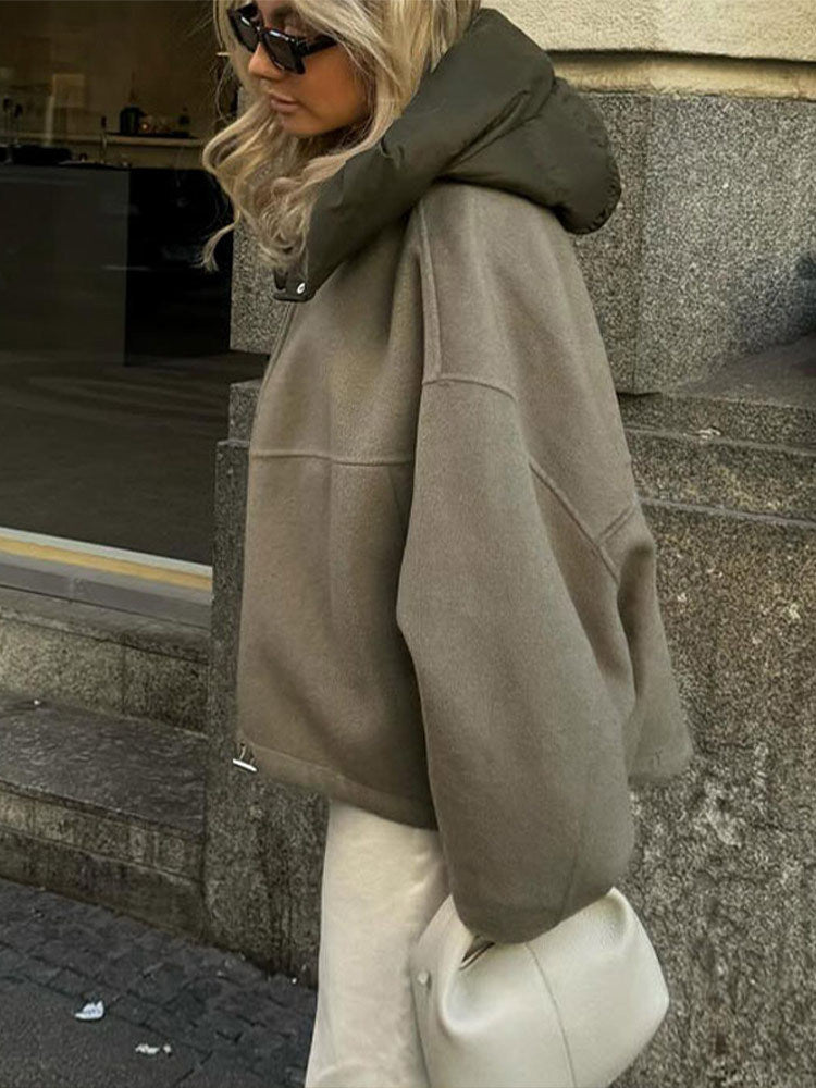 Dames Oversized Jas met Capuchon Stoer en Elegant