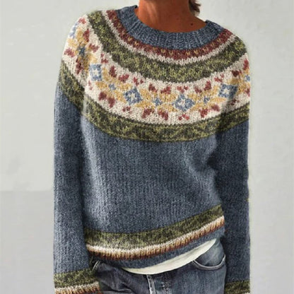 Dames Trui Nordic Bloemenpatroon Warme Wintertrui