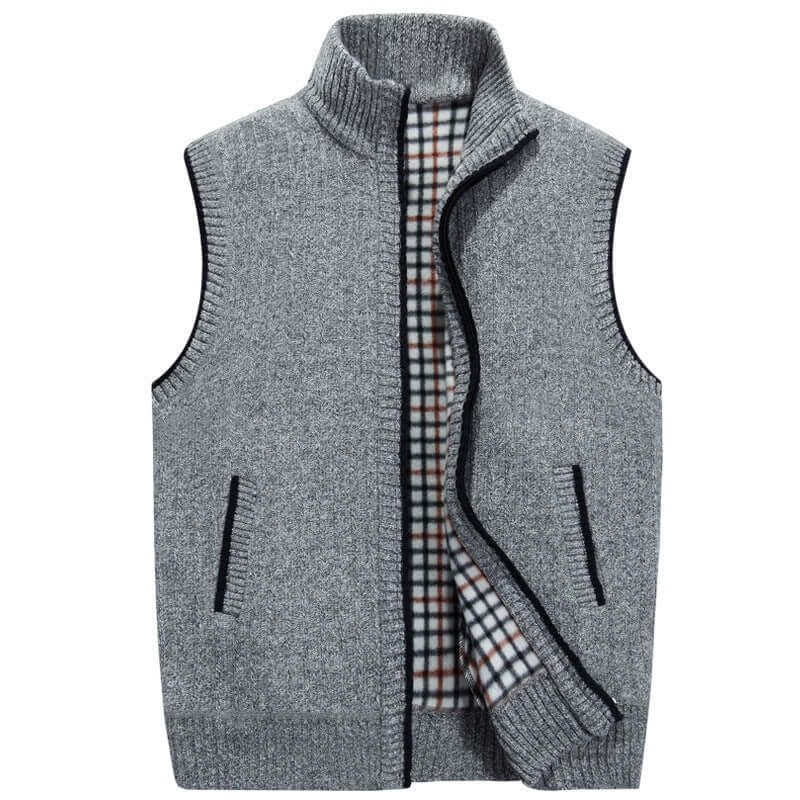 Heren Gebreid Vest met Opstaande Kraag – Stijlvol & Warm