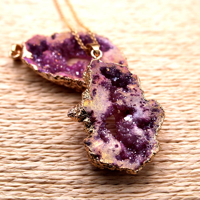 Kristallen Hanger met Natuurlijke Geode Edelsteen