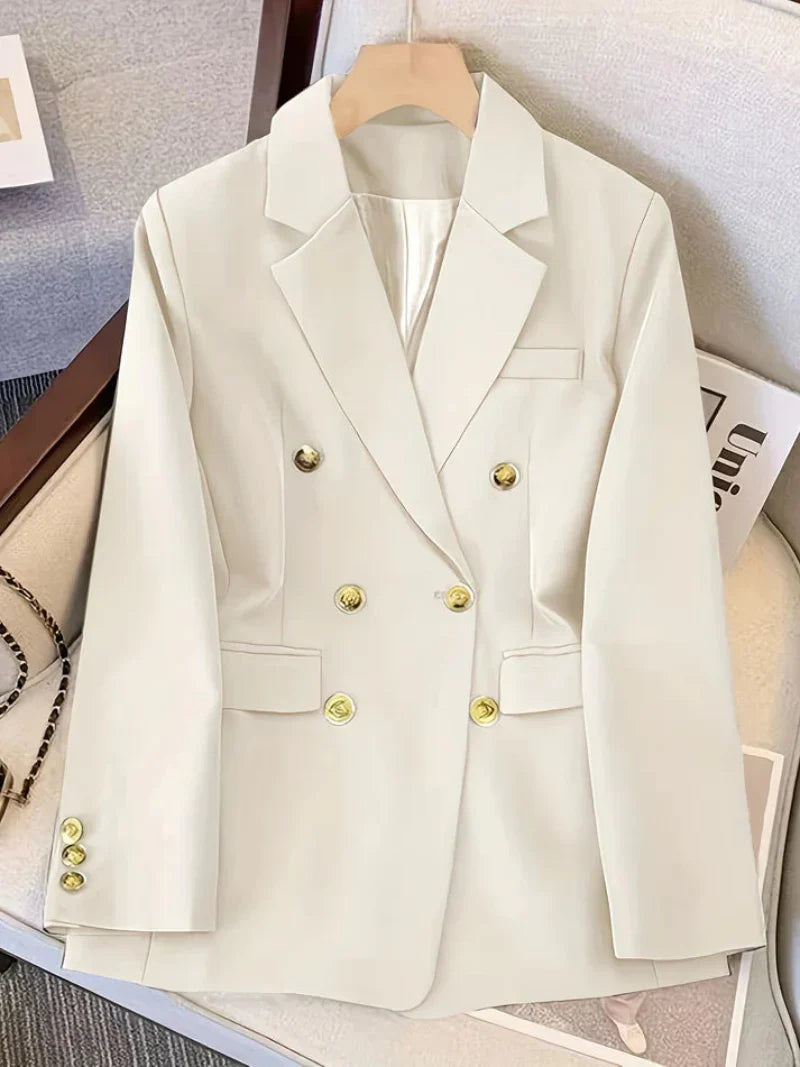 Elegante Slim Fit Damesblazer met Gouden Knopen
