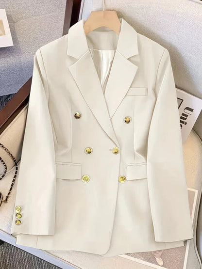 Elegante Slim Fit Damesblazer met Gouden Knopen