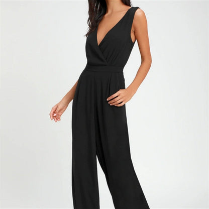 Dames Jumpsuit Elegante Kant en Diepe V-Hals
