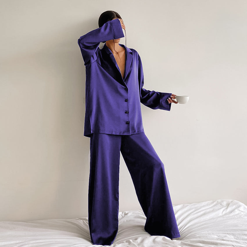 Dames Satijnen Pyjama Set Luxe Slaapwear