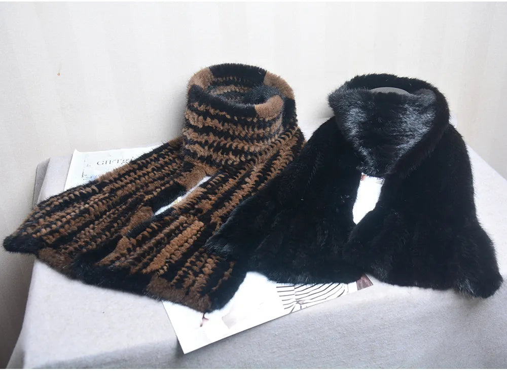 Gebreide Sjaal Warm en Stijlvol Nertsbont Look