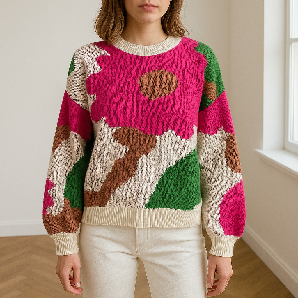 Gebreide Trui met Bloemenpatroon voor Vrouw