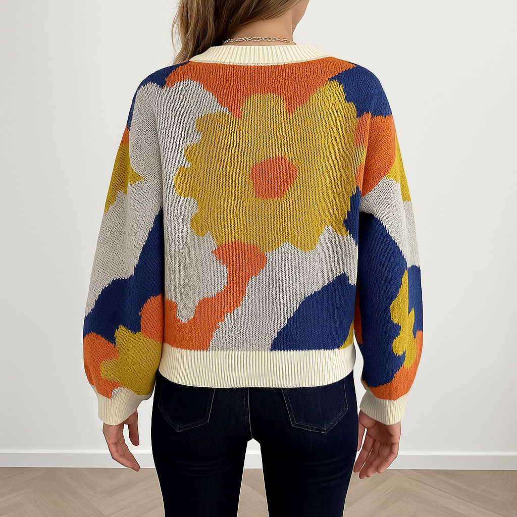Gebreide Trui met Bloemenpatroon voor Vrouw