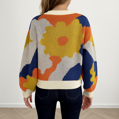 Gebreide Trui met Bloemenpatroon voor Vrouw