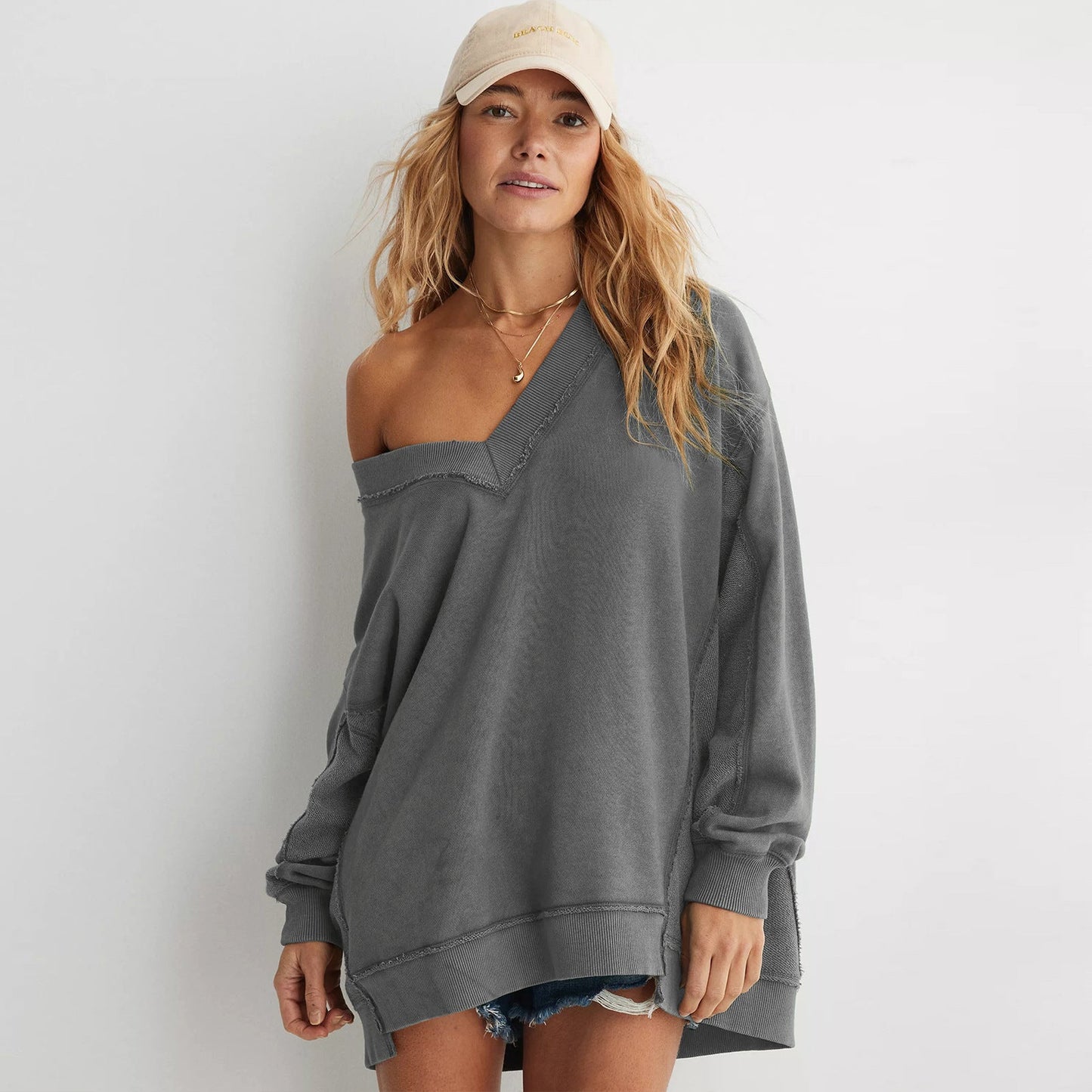 Dames Lounge Sweater Comfortabel met V-Hals