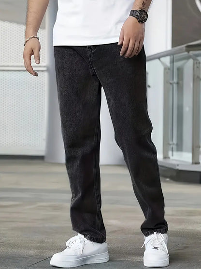 Heren Jeans Losse Pasvorm Comfortabele Zittende Broek