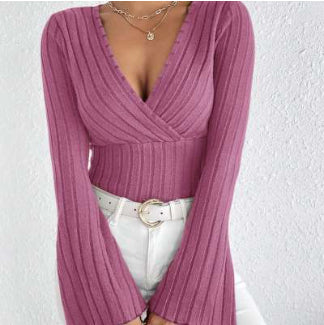 Dames Gebreide Trui Lange Mouwen Roze