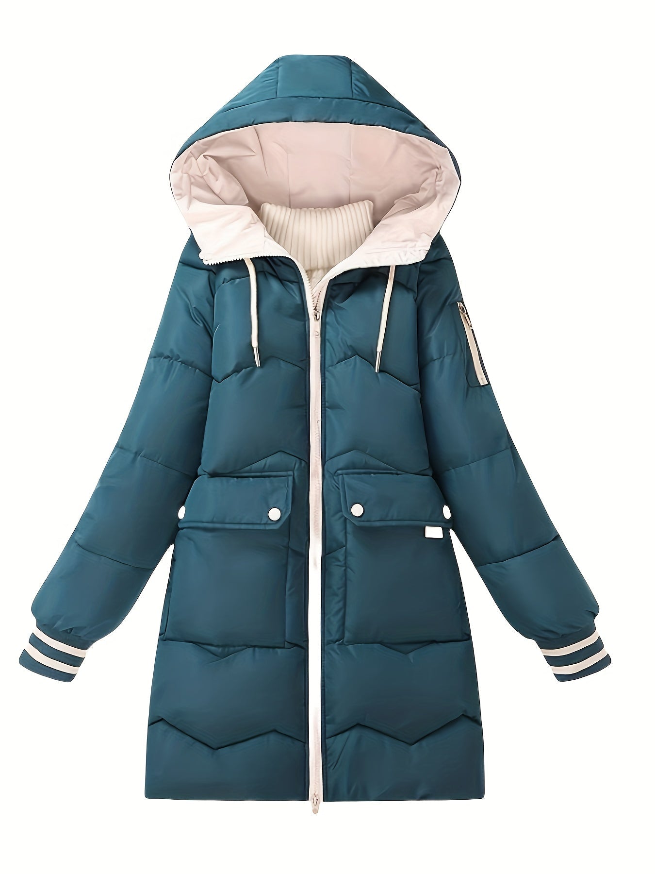 Warme Hoodie Jas met Rits en Gewatteerde Voering