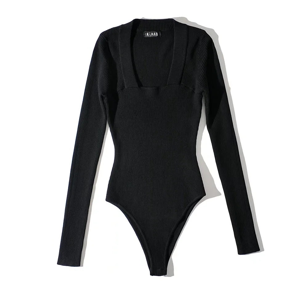 Dames Body Retro Geribd met Vierkant Halslijn