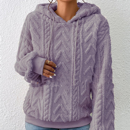 Dames Teddy Hoodie Geometrisch Patroon Zacht en Warm