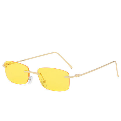 Dames Zonnebril Randloos Rechte Glazen Trendy Stijl