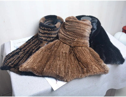 Gebreide Sjaal Warm en Stijlvol Nertsbont Look