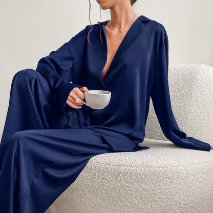 Dames Satijnen Pyjama Set Luxe Slaapwear