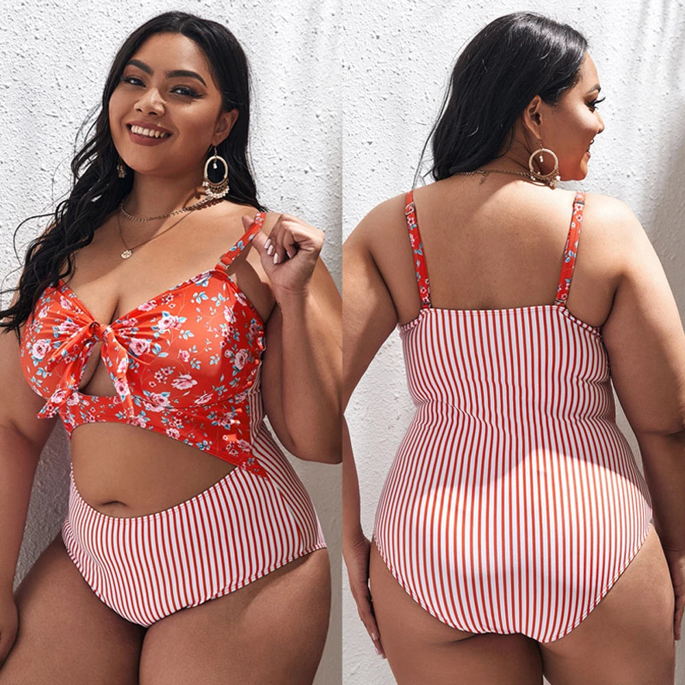 Plus-Size Badpak Elise Sexy Stijlvol Zwarte Bandjes