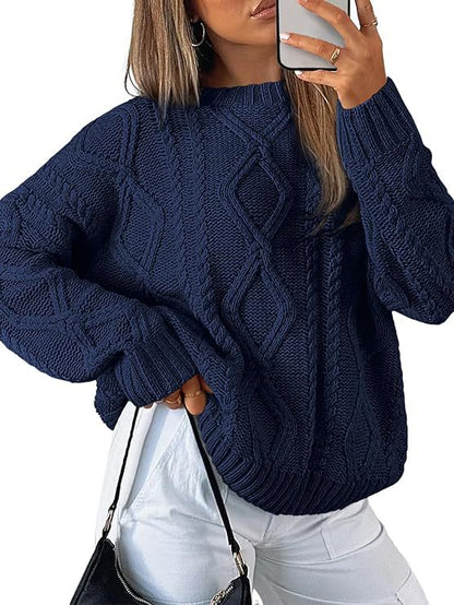 Dames Kabeltrui Gedraaid Patroon Relaxt Model