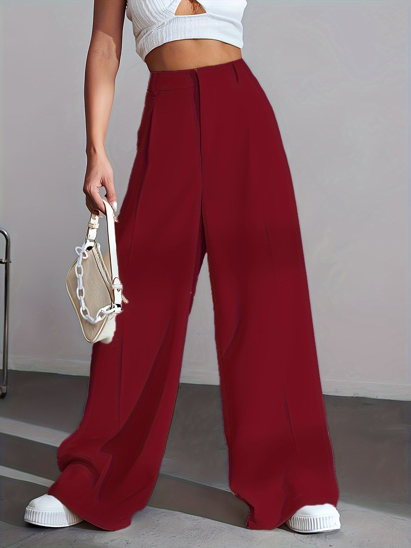 Luxe Effen Broek Wijde Pijpen Zwart Lana Stijl