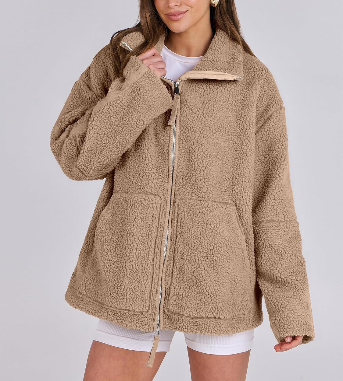 Dames Fleece Jas Oversized Warm en Zachte Winterjas