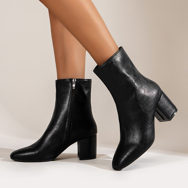 Enkellaarzen met Blokhak Elegante Schoenen voor Dames - Mode Vibes