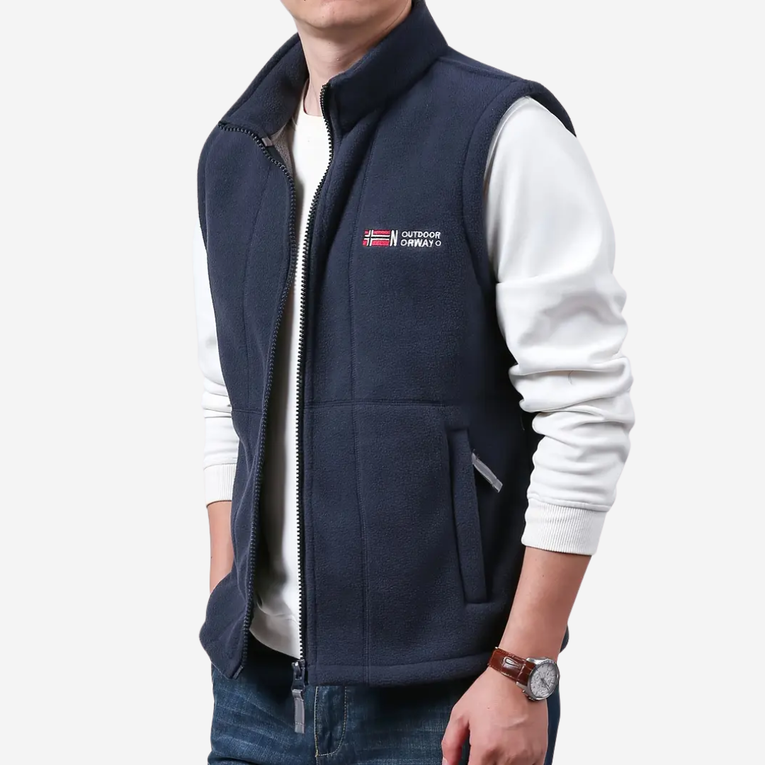 Heren Fleece Vest Warm Gevoerd met Opstaande Kraag
