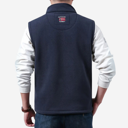 Heren Fleece Vest Warm Gevoerd met Opstaande Kraag