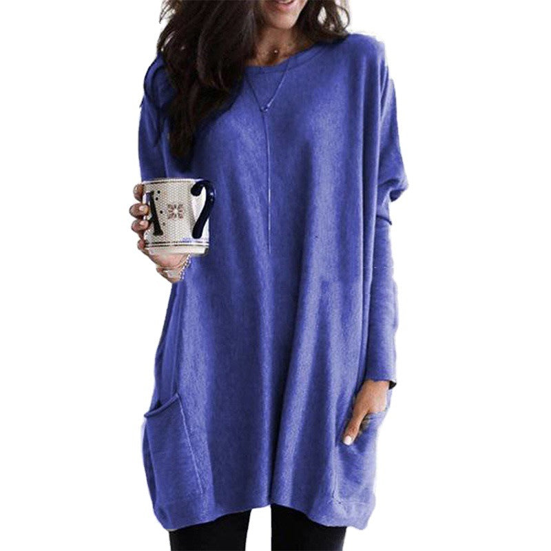 Dames Top met Lange Mouwen en Zakken Basis Collectie