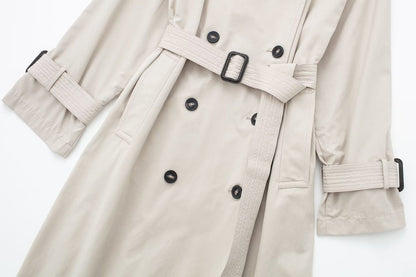 Dames Trenchcoat Lange Trendy Voorjaarsjas met Ceintuur