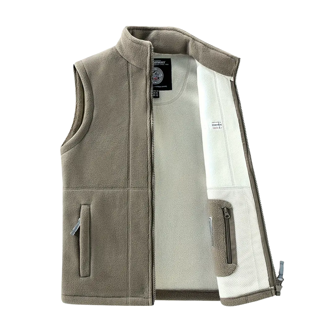 Heren Fleece Vest Warm Gevoerd met Opstaande Kraag
