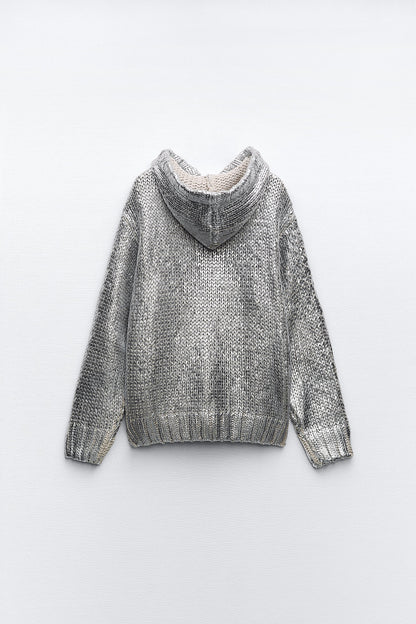 Glanzend Gebreide Hoodie Metallic Look Comfortabel