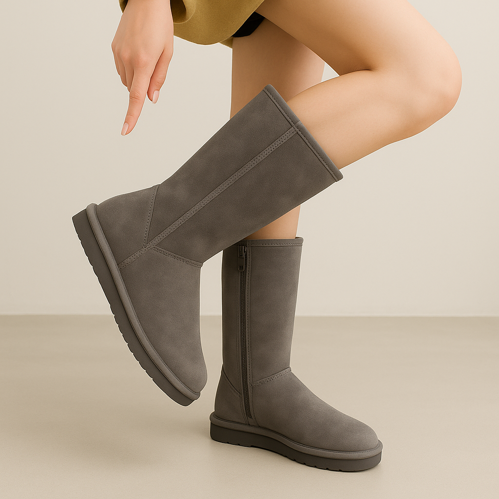 Waterdichte Sheepskin Laarzen Met Rits Comfortabel - Mode Vibes