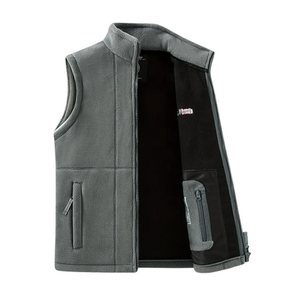 Heren Fleece Vest Warm Gevoerd met Opstaande Kraag