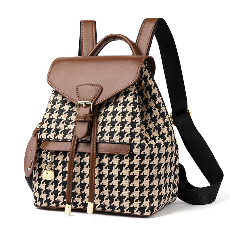 Dames Rugzak met Houndstooth Patroon Trendy en Veelzijdig