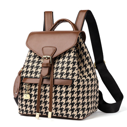 Dames Rugzak met Houndstooth Patroon Trendy en Veelzijdig