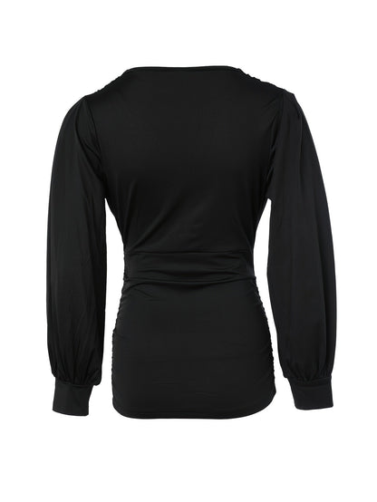 V-Hals Top met Ruches en Charmant Design voor Vrouw