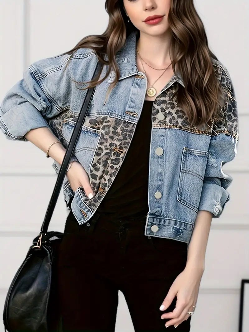 Luipaardprint Jas - Leona Denim Bontjas voor Dames