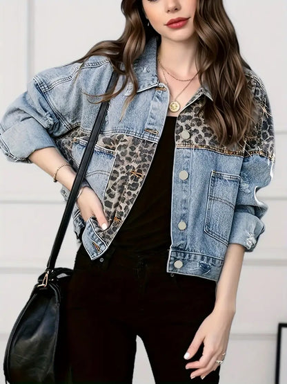 Luipaardprint Jas - Leona Denim Bontjas voor Dames