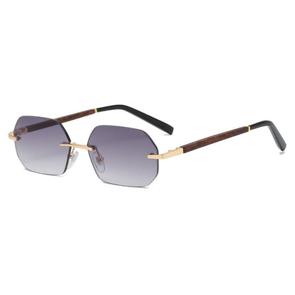Dames Zonnebril Randloos Trendy Polygonaal Model