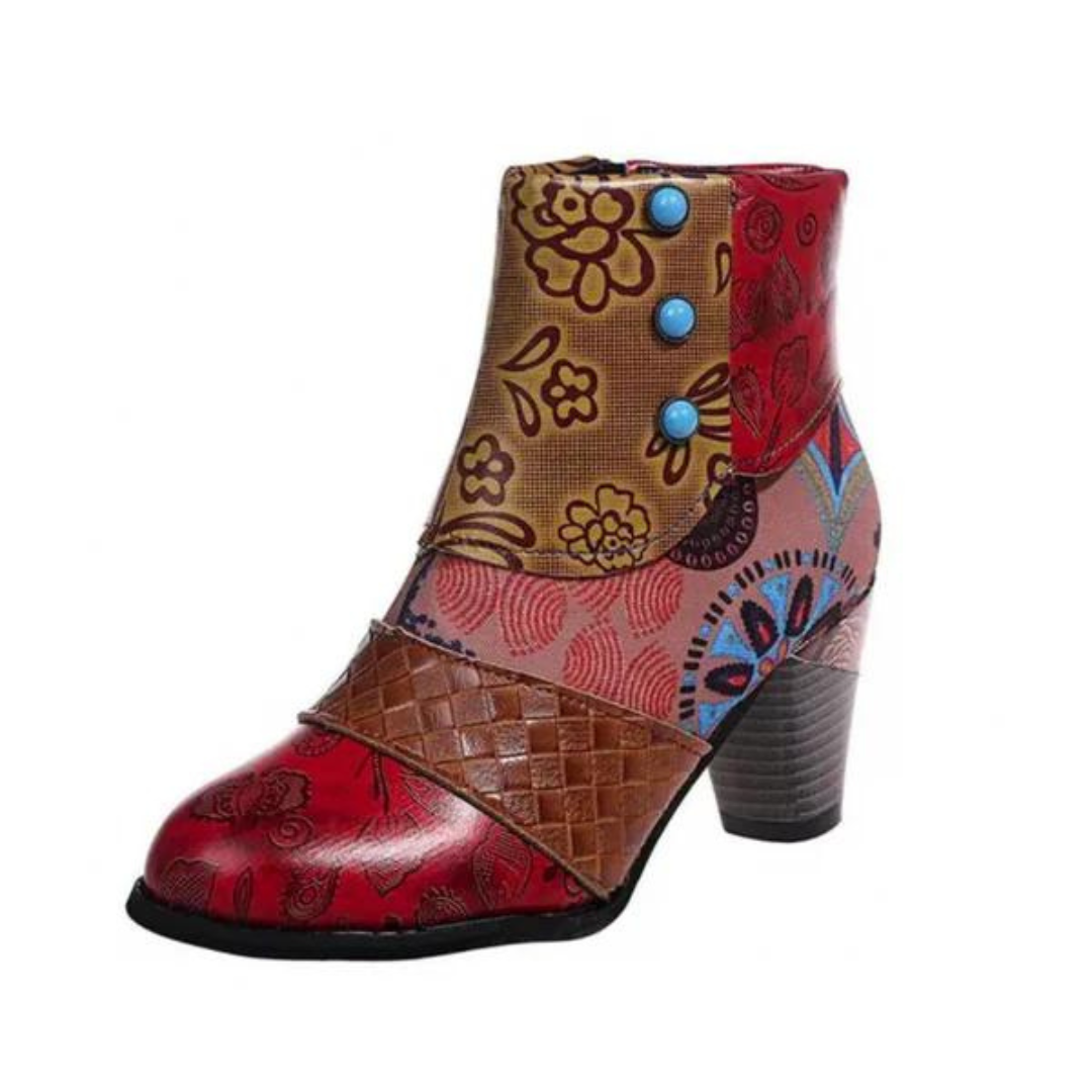 Leren Dameslaarzen Retro Stijl Zwarte Laarzen