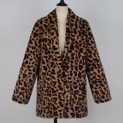 Dames Faux Fur Jas Leopard Print Luxe Blancha