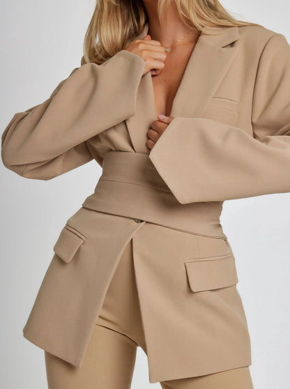 Dames Blazer Riem Elegant Stijlvol voor Werk en Feest