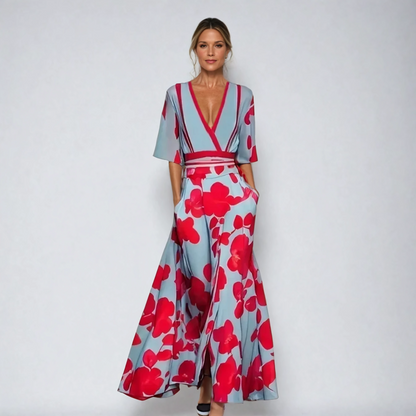 Dames Klassieke Jurk Bloemenprint Elegante Pasvorm - Mode Vibes
