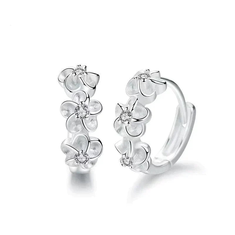Zilveren Bloem Oorbellen Elegante Sieraden