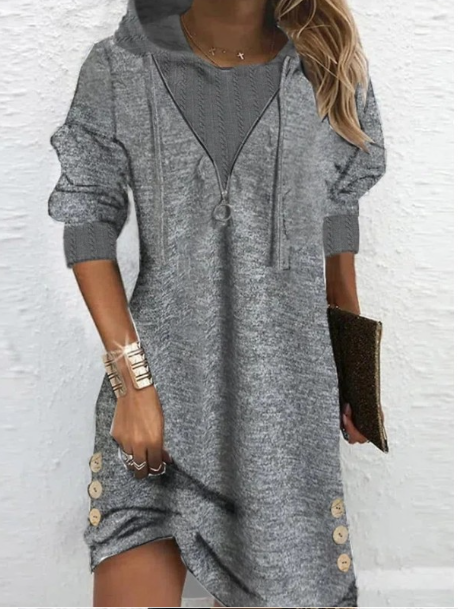 Jurk met Capuchon Zwart Sportief Design - Mode Vibes