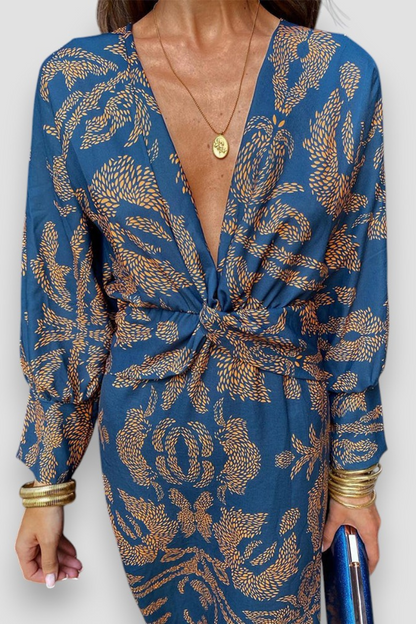 Midi-Jurk Bloemenpatroon Elegante Stijl