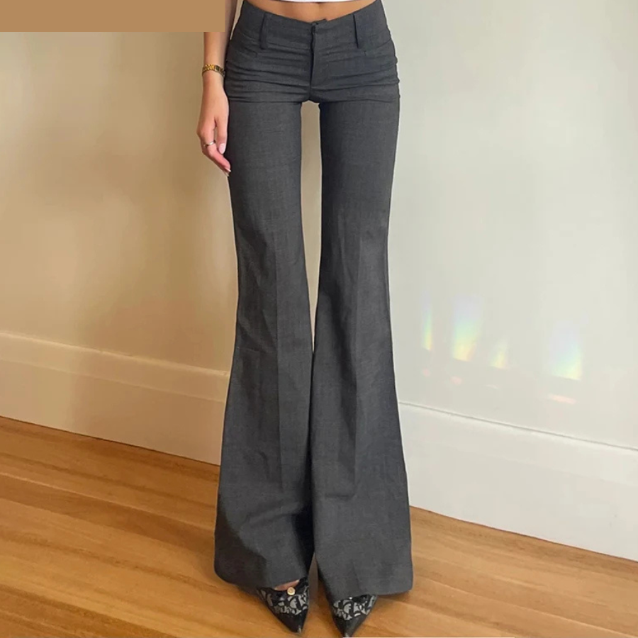Elegante Broek met Hoge Taille en Uitlopende Pijpen - Mode Vibes
