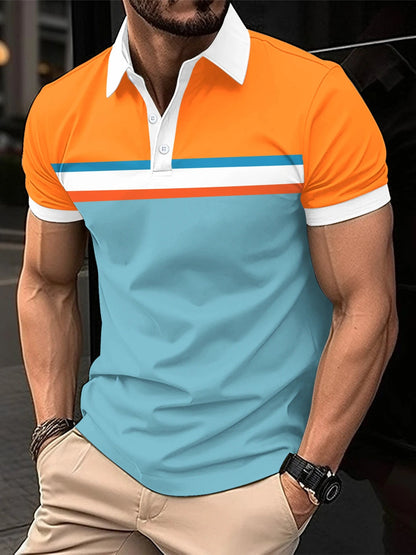 Plus Size Polo Shirt Gestreept Stijlvol voor Mannen