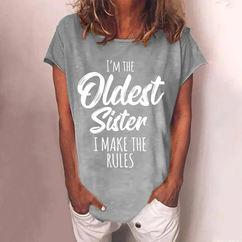 Vrouwen T-shirt Ronde Hals met Leuke Opdruk